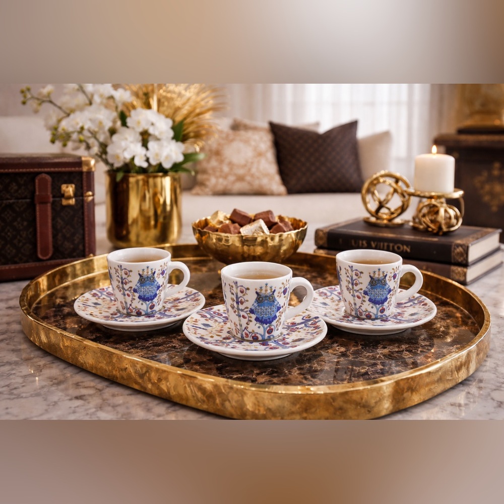 ✨NEW Iittala Taika Espresso Cup & Saucer Set – Set of 3 (3.4 oz) | Owl Design✨